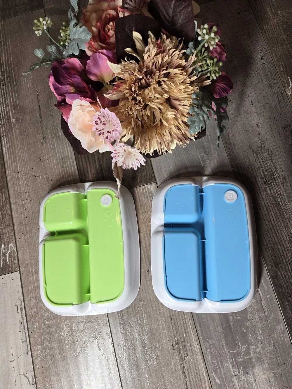 Munchkin Splash Toddler Divided Plates, Blue/Green, 2 Pack